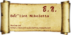 Bálint Nikoletta névjegykártya